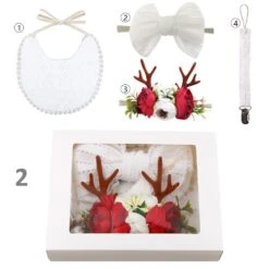 Christmas Collection - Newborn Baby Girl Gift Box, Baby Bib, Hair Bow & Headband Set Solid Colour Nylon Fabric, Welcome Home Baby Gift -Cheap Bags & Purses Store il fullxfull.4514947629 1zhg