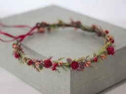 Red Flower Crown Wedding, Forest Floral Crown, Christmas Floral Headband, Winter Flower Crown -Cheap Bags & Purses Store il fullxfull.4658865177 gsrk