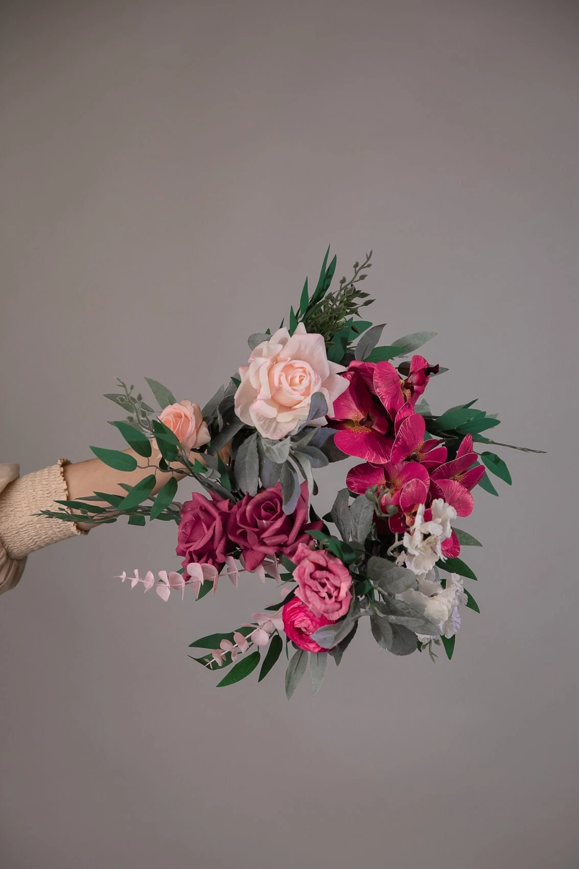 Modern Christmas Wreath No.9 / Artificial Orchids In Soft Winter Door Wreath Christmas Decoration / Christmas Wreath / Xmas Door Wreath 4 Modern Christmas Wreath No.9 / Artificial Orchids In Soft Winter Door Wreath Christmas Decoration / Christmas Wreath / Xmas Door Wreath - Image 2