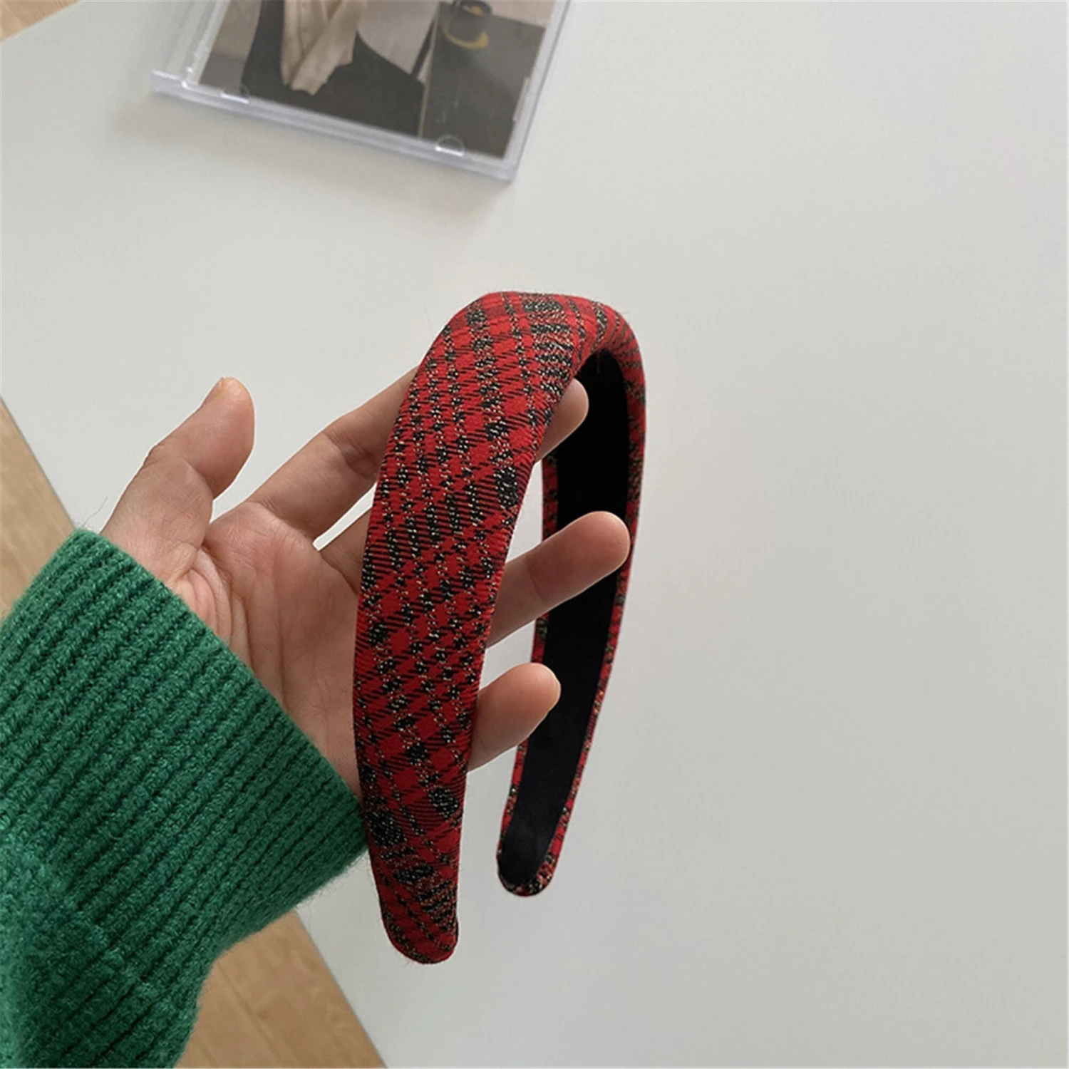 Red Checkered Headband, Padded Headbands, Knotted Headband, Hair Accessory, Turban Headband, Christmas Headbands For Women, Birthday Gifts 8 Red Checkered Headband, Padded Headbands, Knotted Headband, Hair Accessory, Turban Headband, Christmas Headbands For Women, Birthday Gifts - Image 6