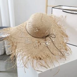 Vintage Style Straw Hat-Jazz Hat -Wide Brim-Straw Hat For Women-Beach Sun Hat-Christmas Gift-Gift For Her-Women‘s Hat