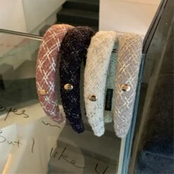 Elegant Checkered Headband, Padded Headbands, Knotted Headband, Hair Accessory, Turban Headband, Winter Headbands For Women, Christmas Gifts