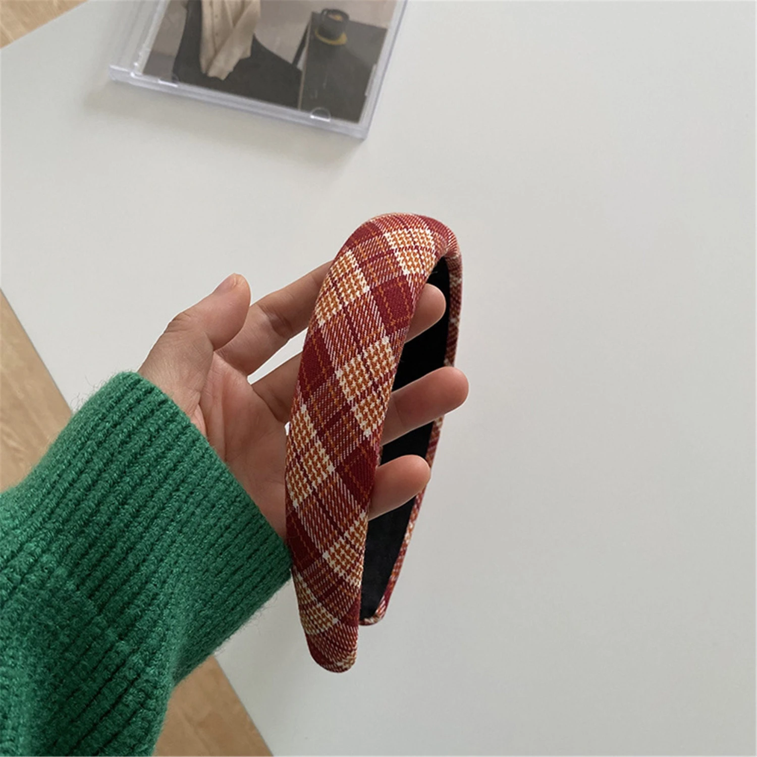 Red Checkered Headband, Padded Headbands, Knotted Headband, Hair Accessory, Turban Headband, Christmas Headbands For Women, Birthday Gifts 7 Red Checkered Headband, Padded Headbands, Knotted Headband, Hair Accessory, Turban Headband, Christmas Headbands For Women, Birthday Gifts - Image 5