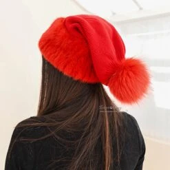 Wool Knit Hat With Fox Fur Ball And Mink Fur Trim, Christmas Hat, Santa Hat, Winter Hat, Fashion Hat -Cheap Bags & Purses Store il fullxfull.4846113086 jcls