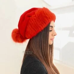 Wool Knit Hat With Fox Fur Ball And Mink Fur Trim, Christmas Hat, Santa Hat, Winter Hat, Fashion Hat -Cheap Bags & Purses Store il fullxfull.4894373565 qs2p