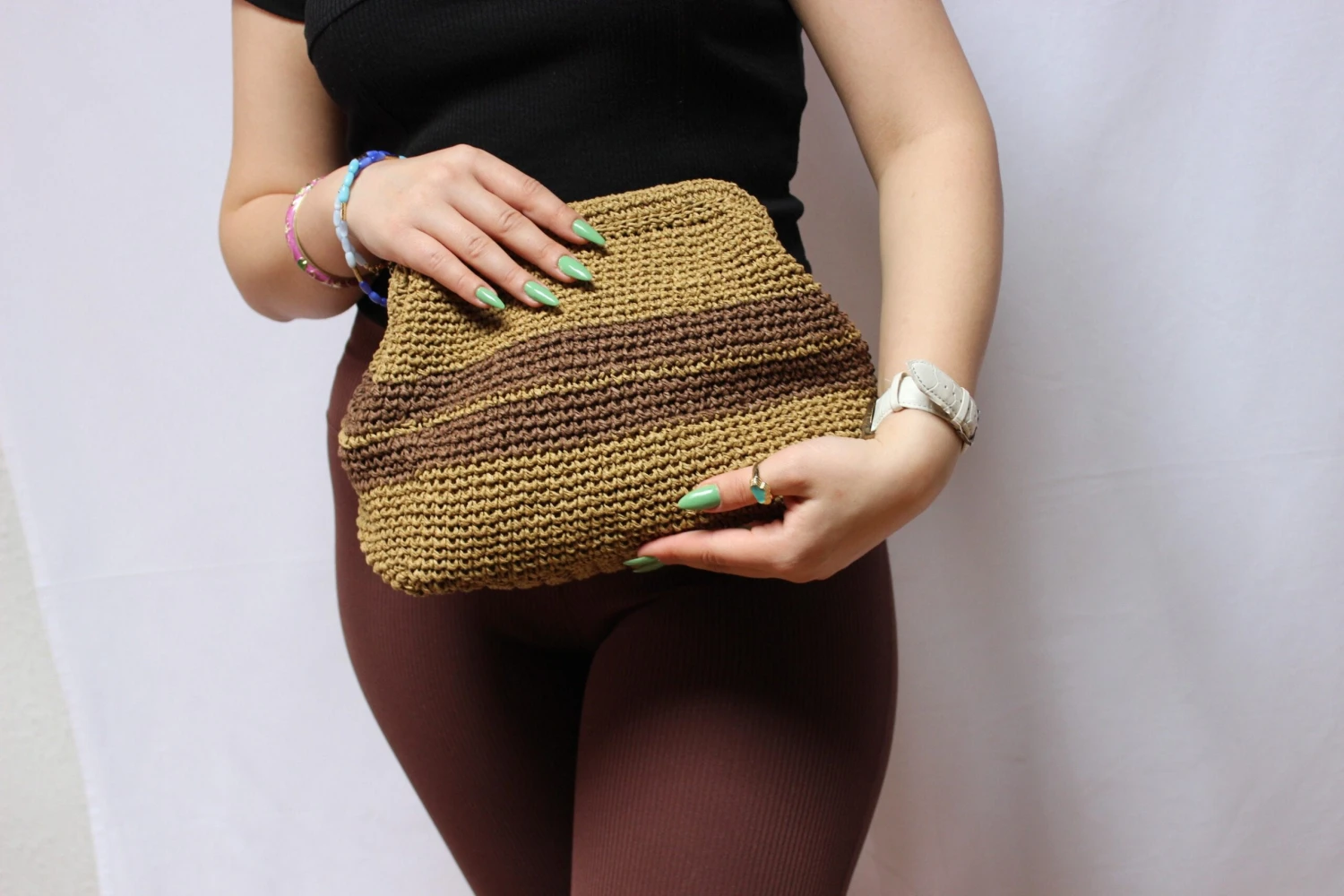 Unique Handmade Bag And Hat, Crochet Bag With With Hidden Metal Locked, Anniversary Gifts,Lux Knitted Bags For Christmas, Handbags For Women 11 Unique Handmade Bag And Hat, Crochet Bag With With Hidden Metal Locked, Anniversary Gifts,Lux Knitted Bags For Christmas, Handbags For Women - Image 9