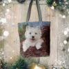 Westie Christmas Themed Tote Shoulder Bag, Ideal For Gym, Beach, Weekends, Traveling, Reusable Grocery Shopping Bag. West Highland White. -Cheap Bags & Purses Store il fullxfull.5061450994 r814