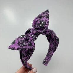 Nightmare Haunted Mansion Bow Headband - Skellington Bow Band Theme Park Nightmare Before Christmas Bowband