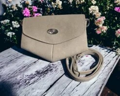 Ladies Clutch Bag, Evening Bag, Shoulder Bag, Birthday Christmas Gift Women, Faux Leather, Taupe, Card Slots, Adjustable Strap, Crossbody