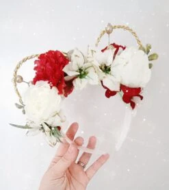 Christmas Floral Disney Minnie Ears/Flower Mickey Ears/ FlowerEars /Floral Mickey Mouse Ears/Christmas Disney Ears/Christmas Ears