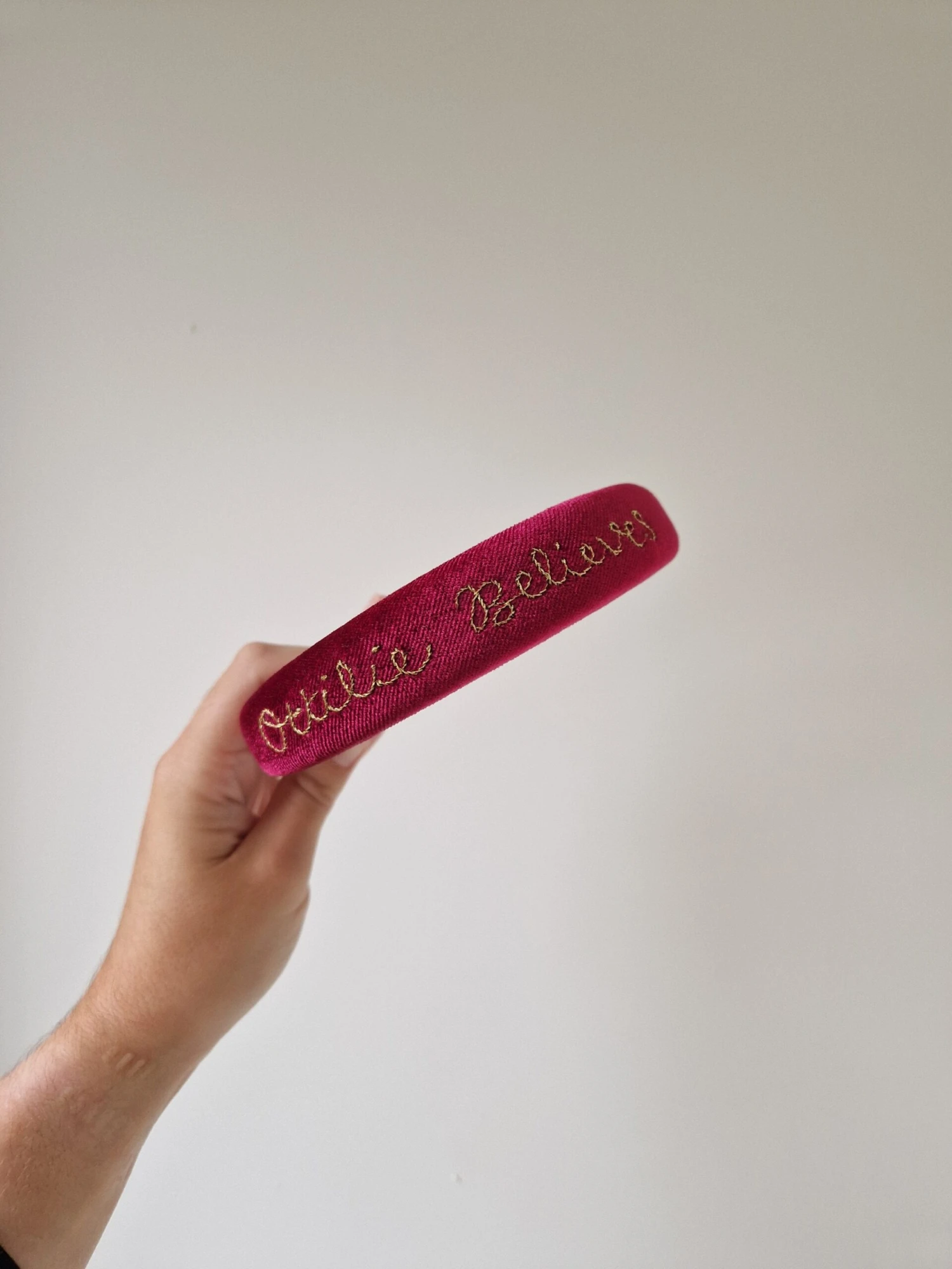 Name Believes Christmas Bespoke Hand Stitched Velvet Name Headband 6 Name Believes Christmas Bespoke Hand Stitched Velvet Name Headband - Image 4