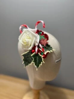 Christmas Xmas Candy Cane Rose Holly Hair Flower Clip Party Fun