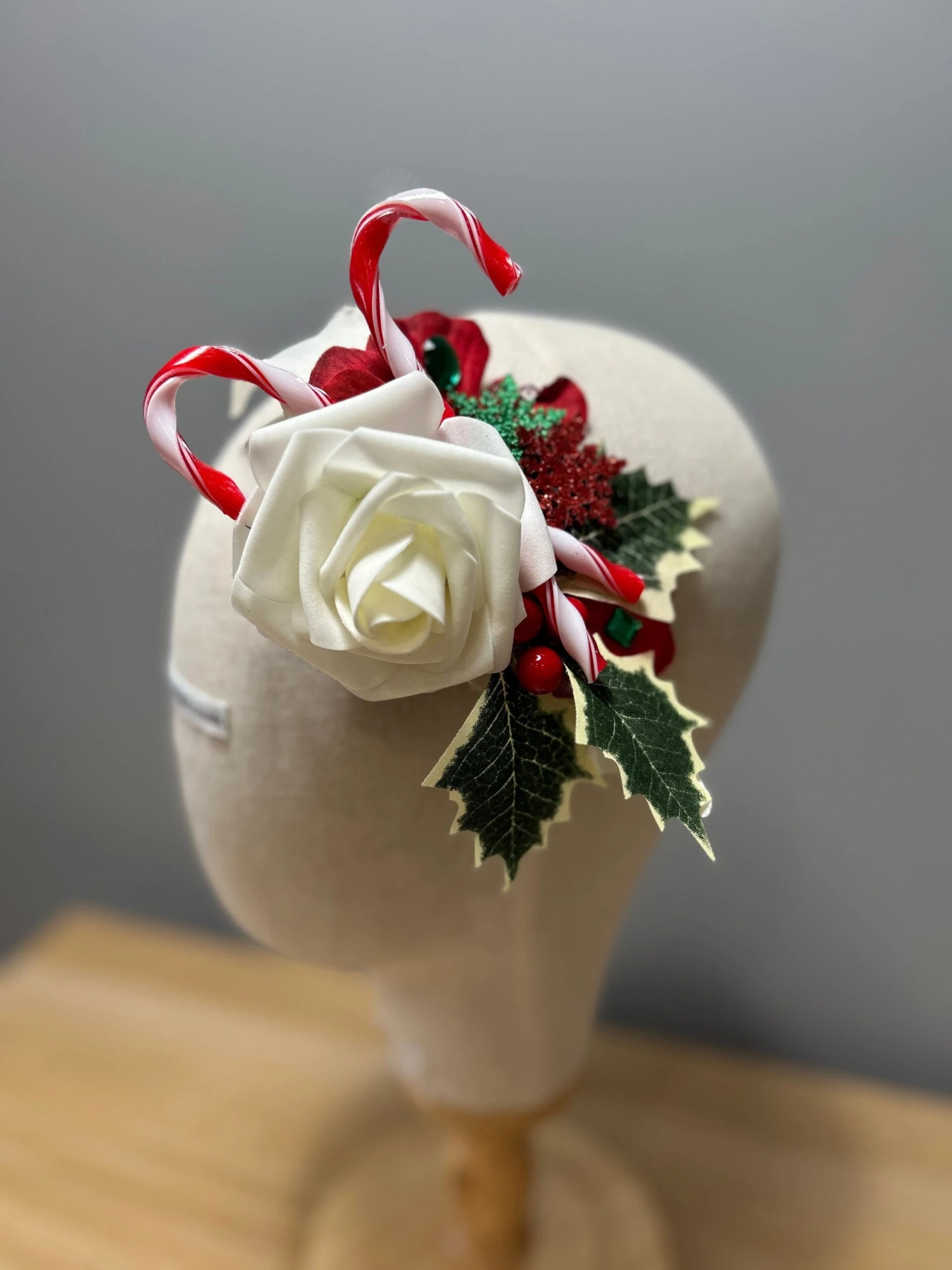 Christmas Xmas Candy Cane Rose Holly Hair Flower Clip Party Fun 4 Christmas Xmas Candy Cane Rose Holly Hair Flower Clip Party Fun - Image 2