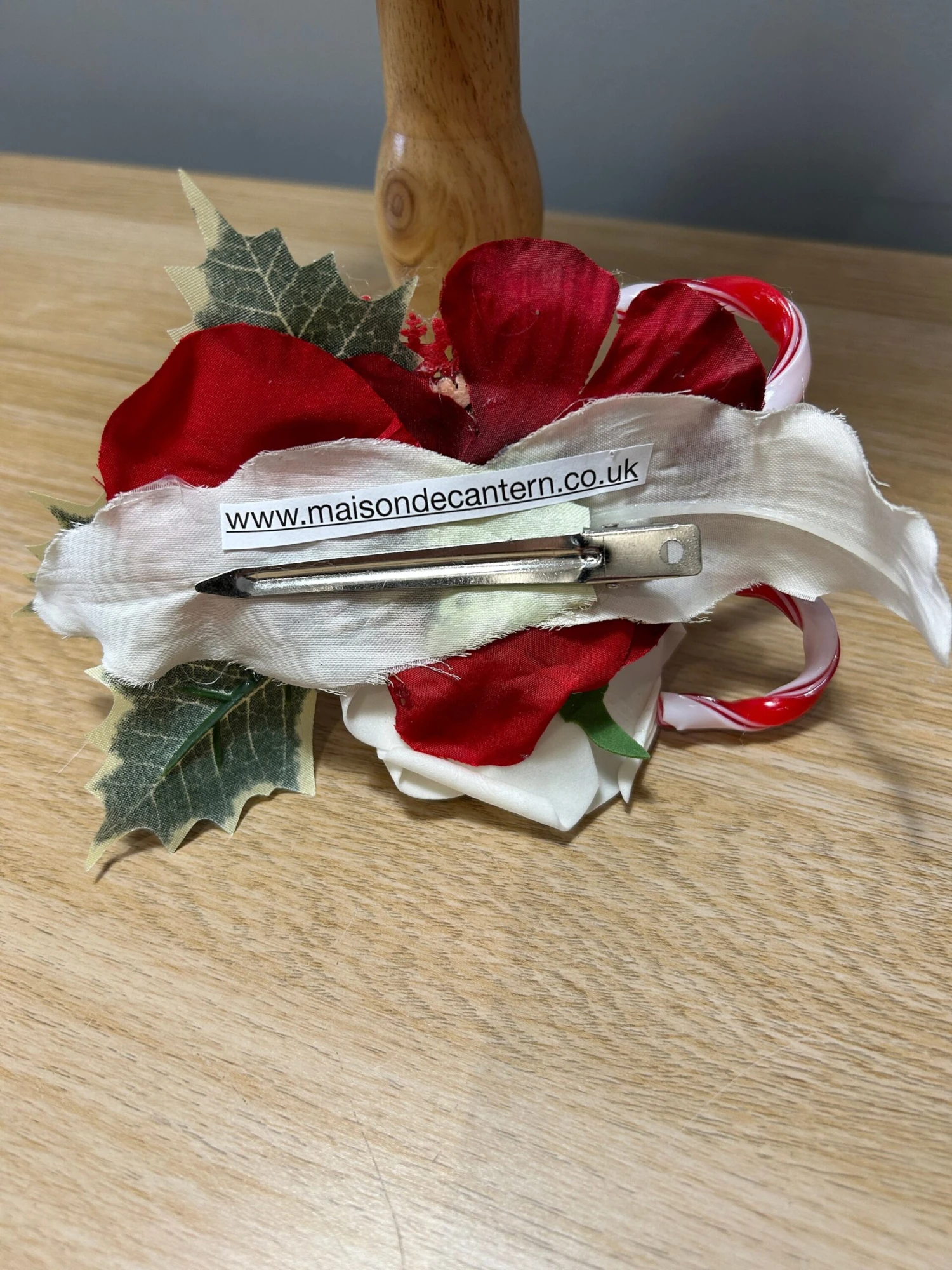 Christmas Xmas Candy Cane Rose Holly Hair Flower Clip Party Fun 8 Christmas Xmas Candy Cane Rose Holly Hair Flower Clip Party Fun - Image 6