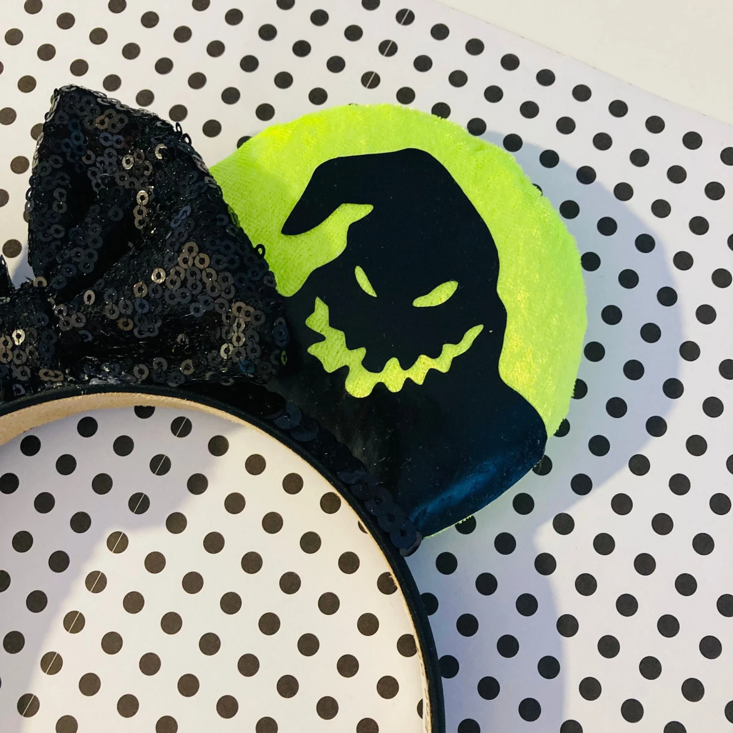 Neon Day Glow Oogie Boogie Nightmare Before Christmas Mouse Ears Disney Halloween Headband Inspired 5 Neon Day Glow Oogie Boogie Nightmare Before Christmas Mouse Ears Disney Halloween Headband Inspired - Image 3