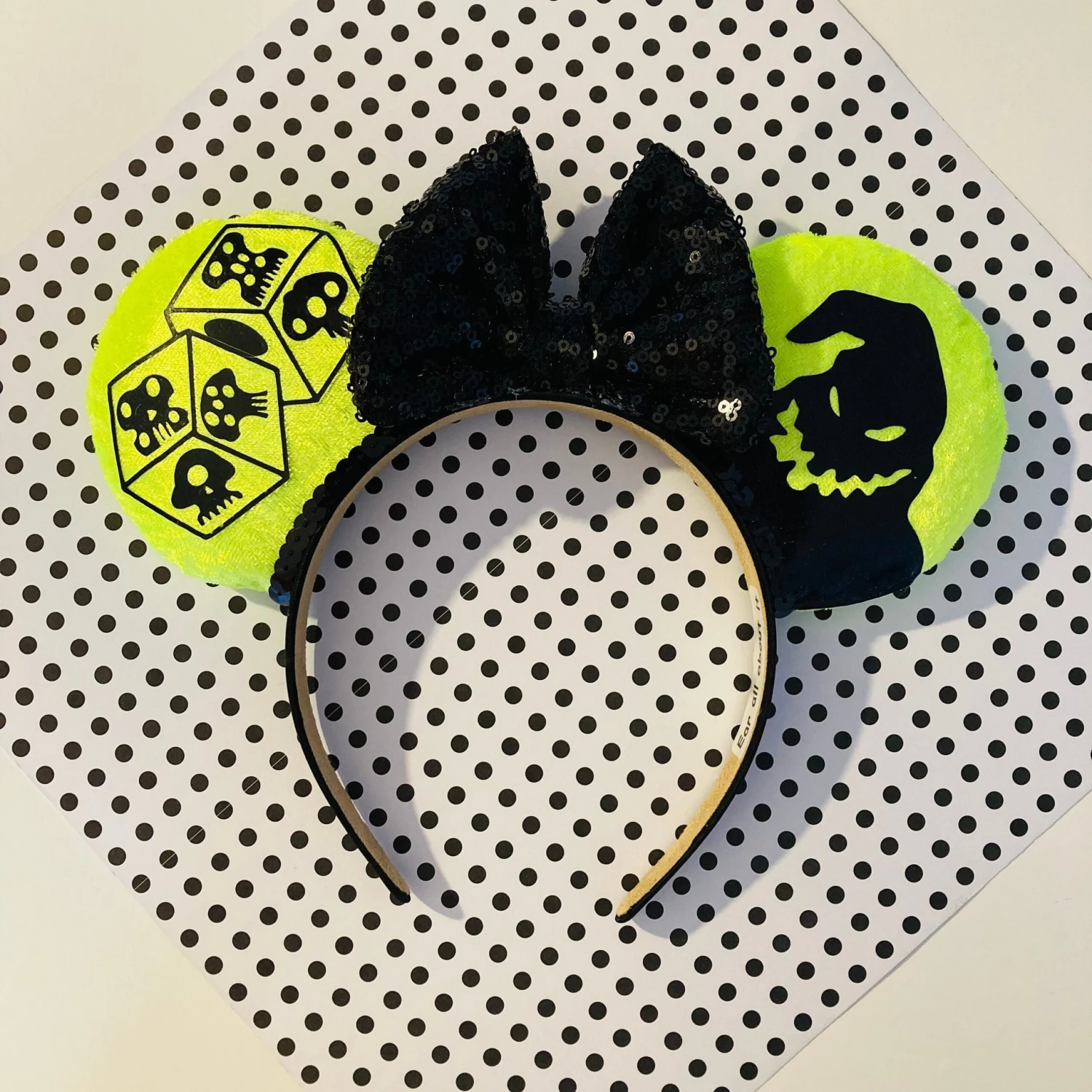 Neon Day Glow Oogie Boogie Nightmare Before Christmas Mouse Ears Disney Halloween Headband Inspired 3 Neon Day Glow Oogie Boogie Nightmare Before Christmas Mouse Ears Disney Halloween Headband Inspired