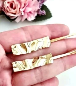 2 Pcs Minimalist Hair Clip. Gold Hair Clip. Waves, Fall, Gift For Her, Women,Modern Hair Clip. Christmas, Wrinkleminimal,geometric