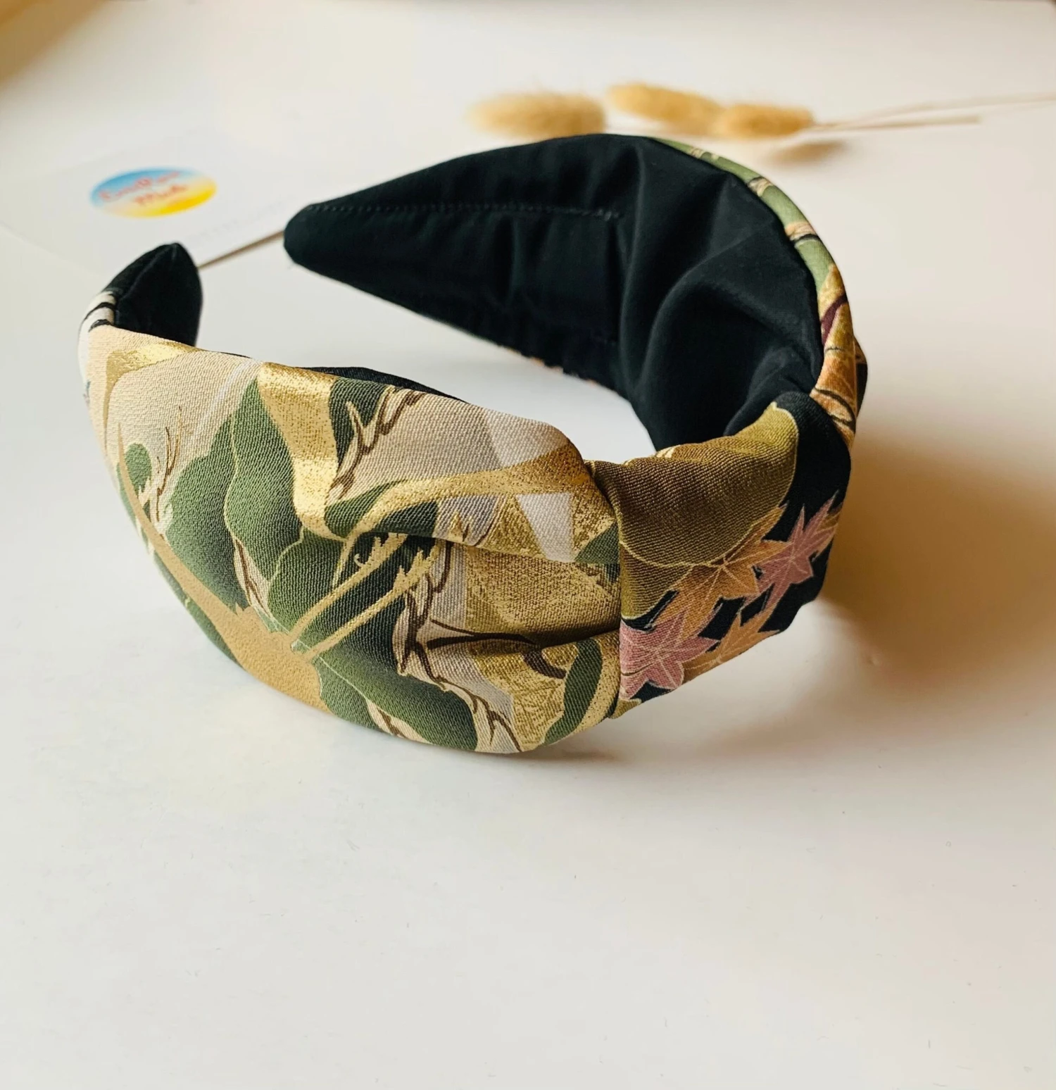 Emerald Green Gold Silk Knot Headband, Luxury Silk Heron Headband,Japanese Vintage Kimono Turban Headband,wedding, Party, Christmas Gift. 3 Emerald Green Gold Silk Knot Headband, Luxury Silk Heron Headband,Japanese Vintage Kimono Turban Headband,wedding, Party, Christmas Gift.