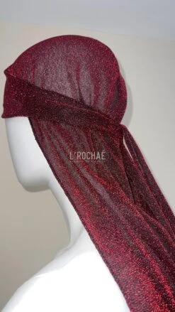Red Tinsel Durag - Limited Édition -Luxury Long Silver Durag L’Rochaé - Christmas Costume Fashion Durag