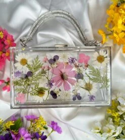 Real Flower Clutch Bag,Evening Purse, Summer Wedding, Garden Party, Valentines Christmas Gifts, Gift For Her, Flower Gifts, Nature Lover Art
