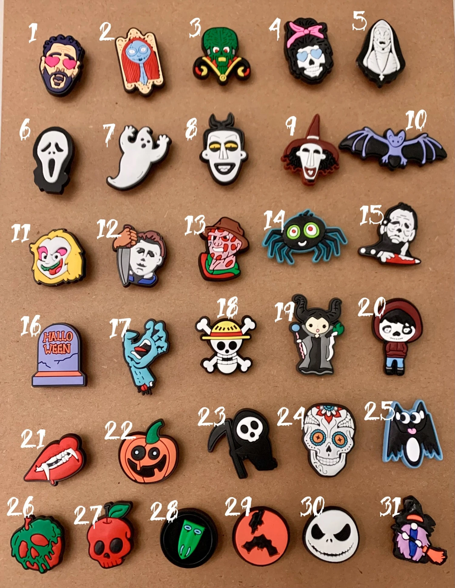 Halloween And Scary Movie Themed Shoe Charms For Crocs, Spooky, Nightmare Before Christmas, Freddy Krueger, Michael Myers Shoe Charms 4 Halloween And Scary Movie Themed Shoe Charms For Crocs, Spooky, Nightmare Before Christmas, Freddy Krueger, Michael Myers Shoe Charms - Image 2