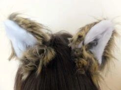 Luxury Long Brown Furry Cosplay Fox Wolf Ears Hair Clips Headband Kawaii Neko Cat Kitty Halloween Costume Festival Fursuit Christmas